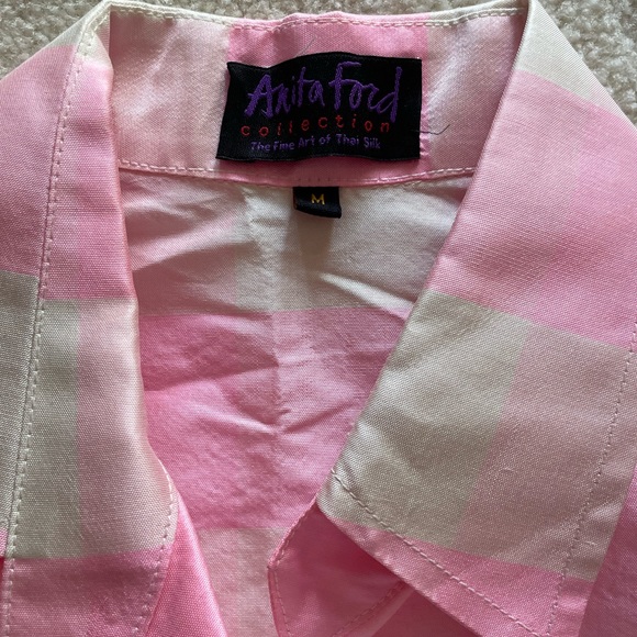 Pretty Silk Gingham Collared Blouse - Picture 2 of 5